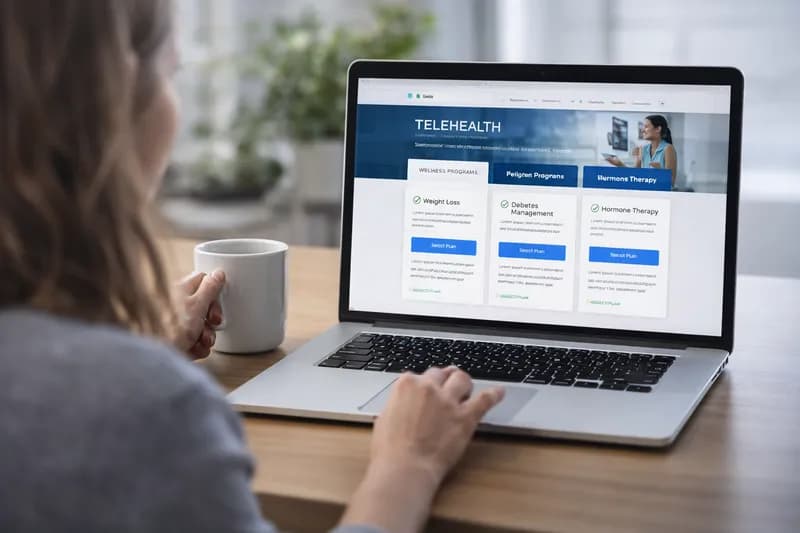 Person browsing wellness plans on laptop